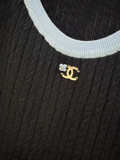 Chanel 24B blue and black knitted dress