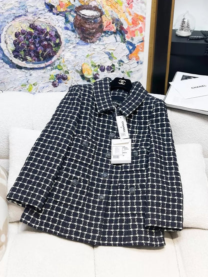 Chanel 18A blue and white checked tweed jacket