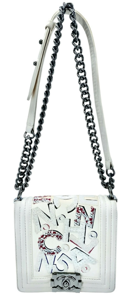Rare Chanel 14S Limited Edition Graffiti Lambskin Small Boy Bag