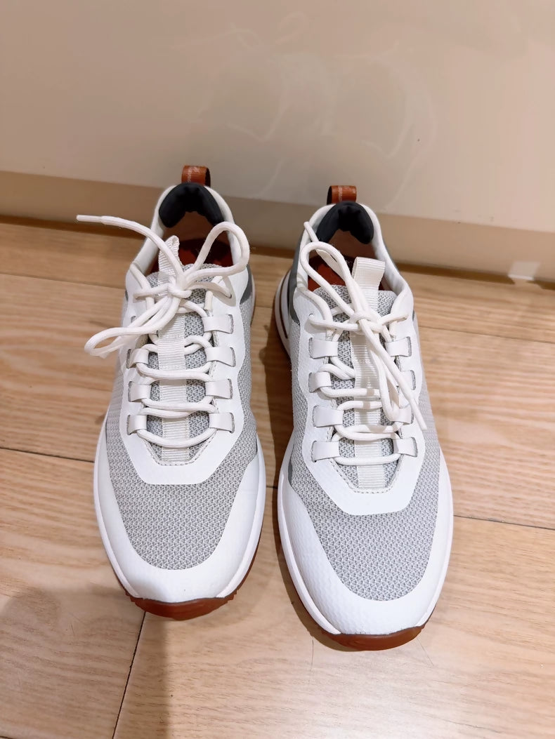 Loro Piana White/Grey Color Block Sneakers