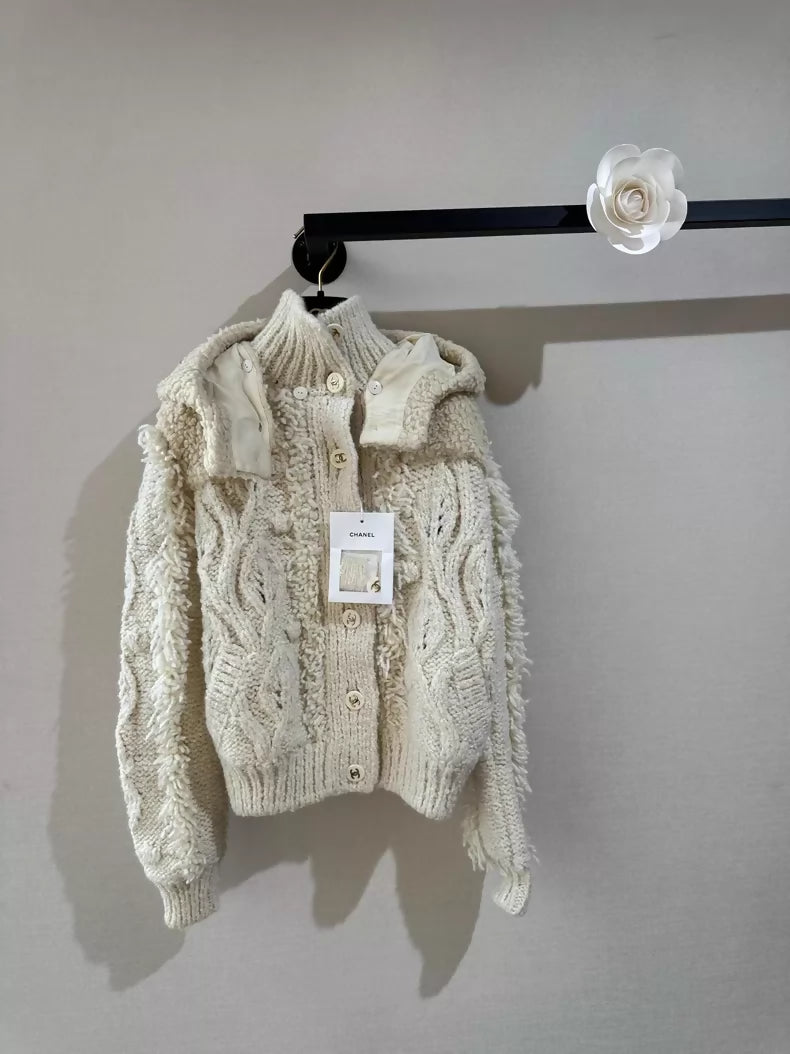 Chanel 18B Beige Knit Cardigan