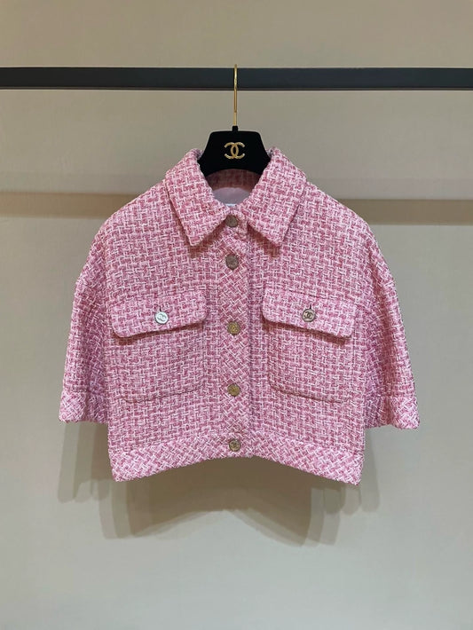 Chanel 23S Pink tweed Jacket with Pockets