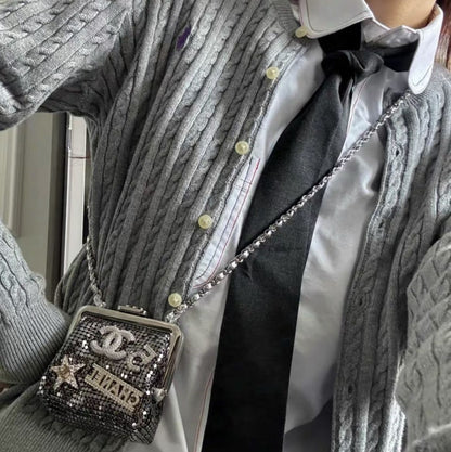 Chanel silver clutch with chain from the Coco Neige 2023/24 collection