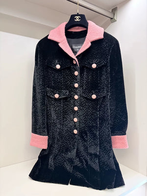 Chanel 22B Velvet black pink dress