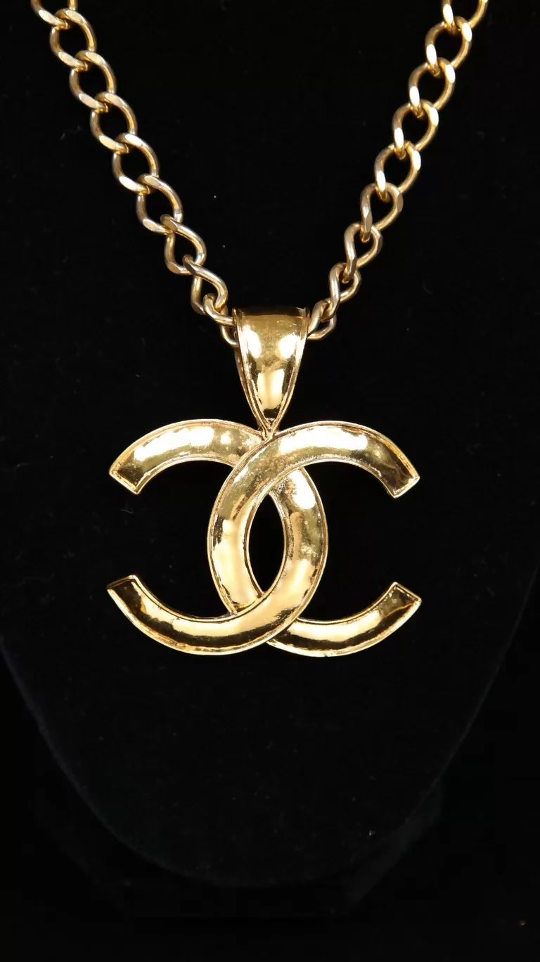 Chanel Gold Large CC Pendant Necklace