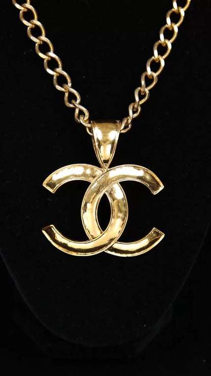 Chanel Gold Large CC Pendant Necklace