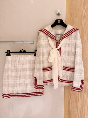 Chanel Navy Collar Tweed Jacket