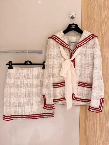 Chanel Navy Collar Tweed Jacket