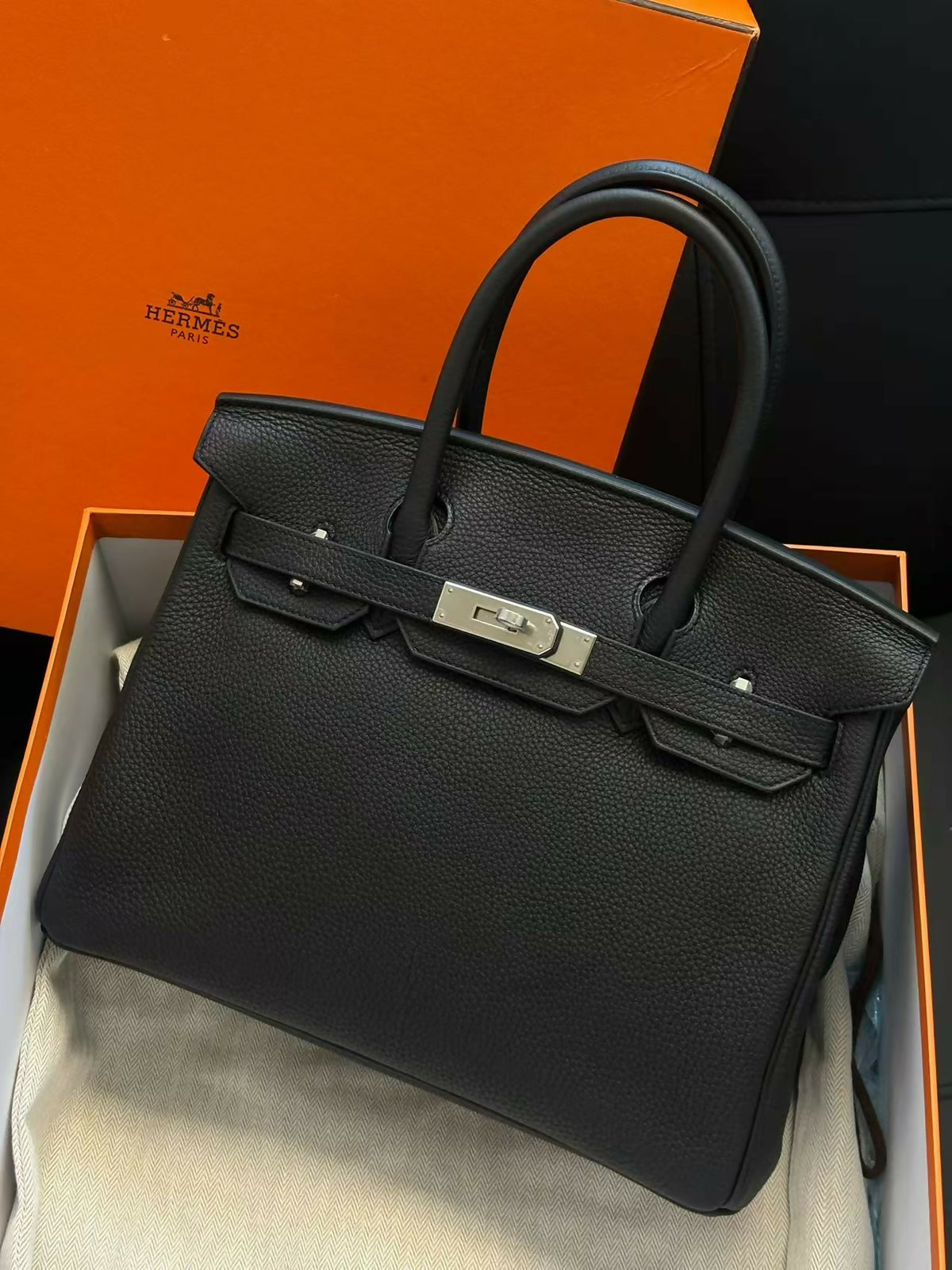 Hermès Birkin 30 Noir / Black Togo Leather with Palladium Hardware U Stamp