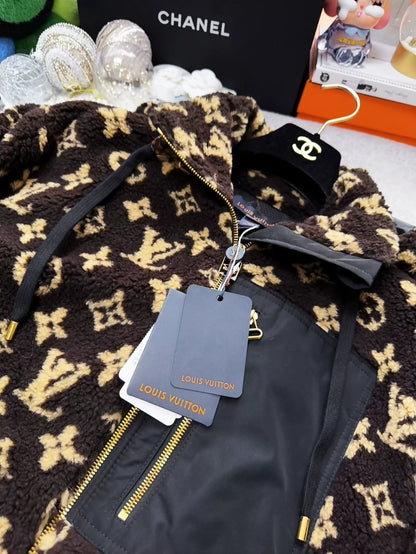 Louis Vuitton SS24 brown all-over logo monogram teddy bear down jacket