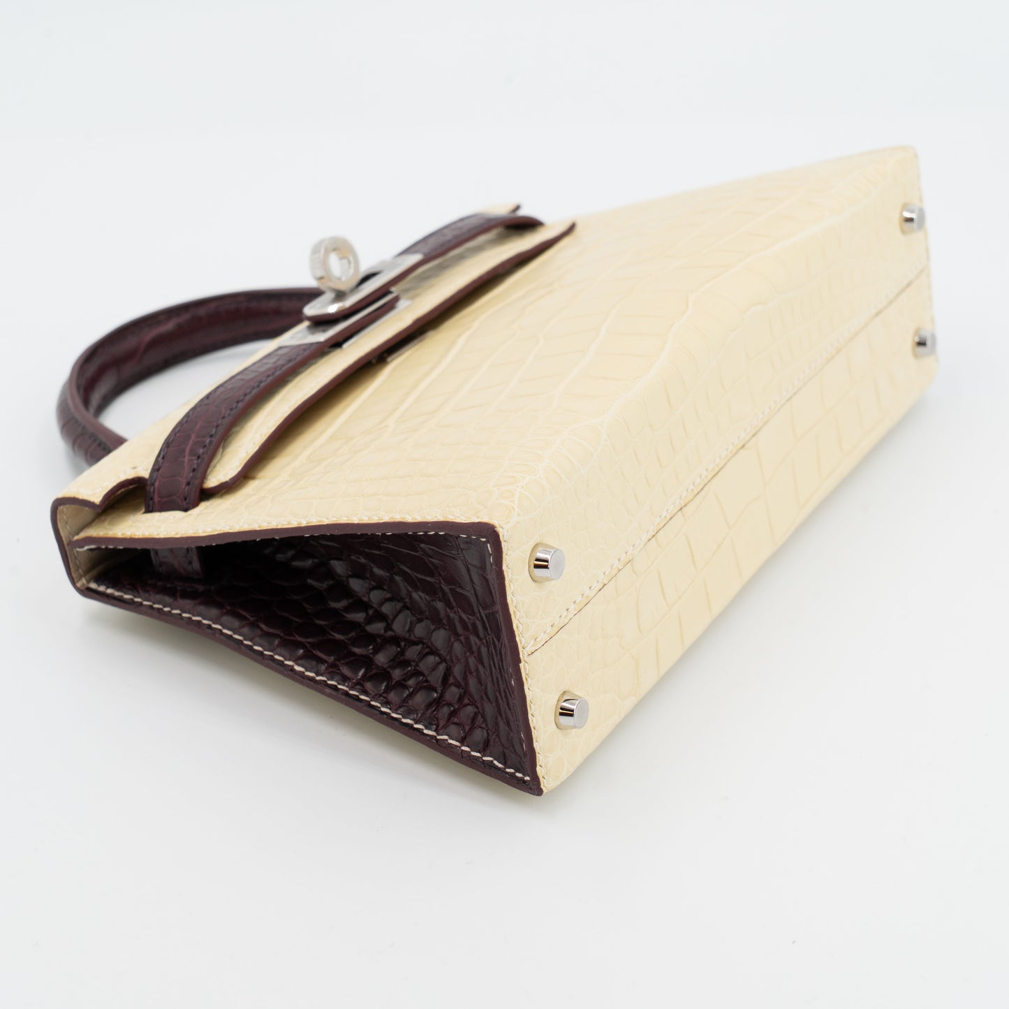 Hermes Mini Kelly 20 Rouge Sellier Vanille Matte Alligator Palladium hardware