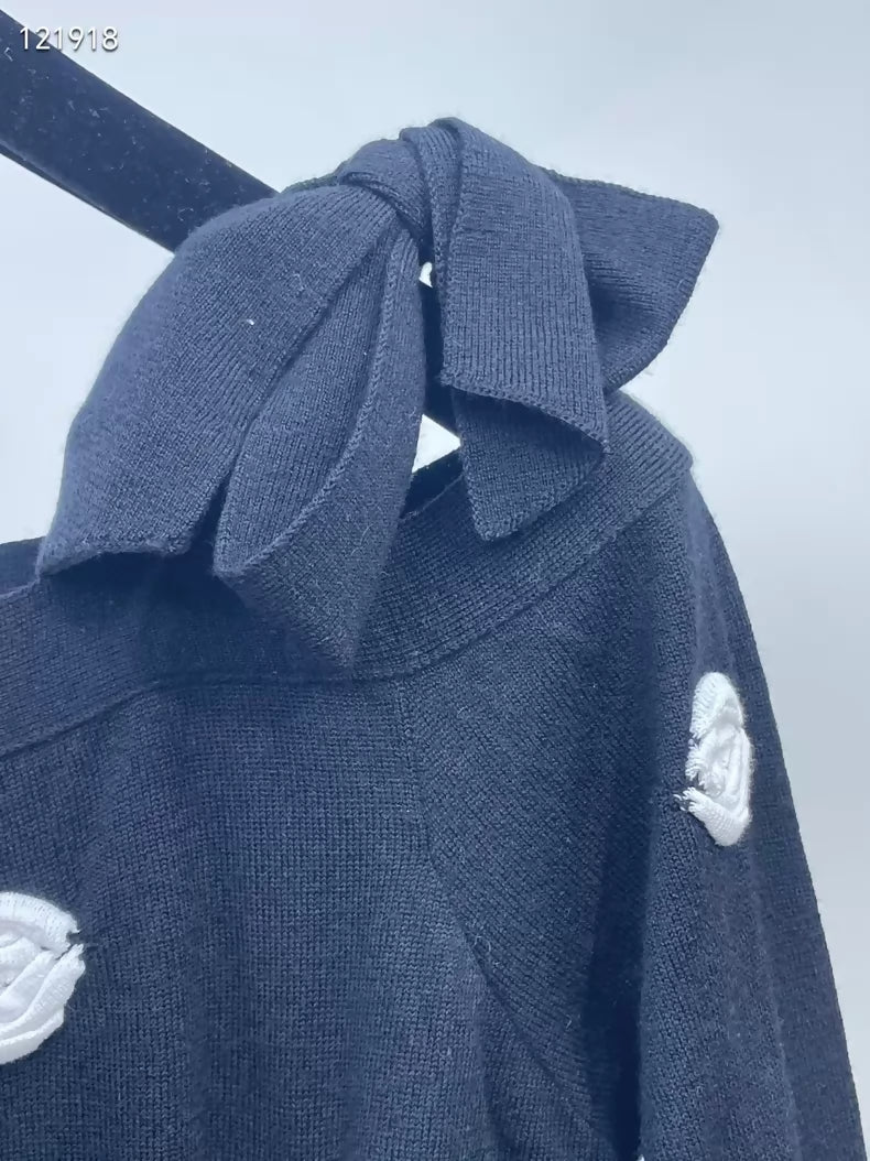 Chanel 23K Camellia Bow Off-Shoulder Top