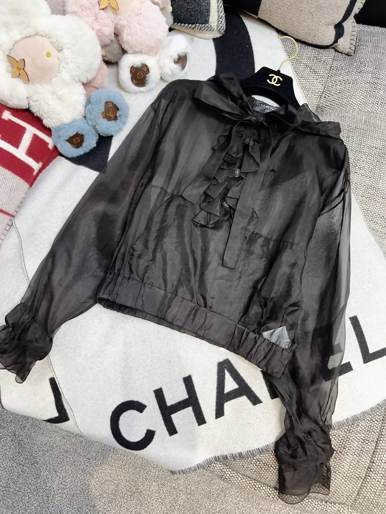 Chanel 19K Black Organza Top