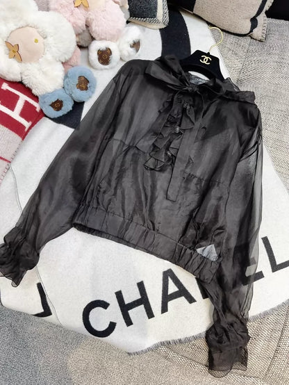 Chanel 19K Black Organza Top