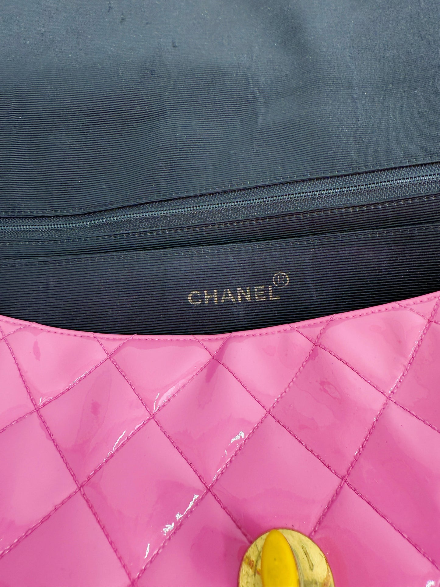 Chanel 1994 Vintage Pink Vinyl Jumbo Flap Bag