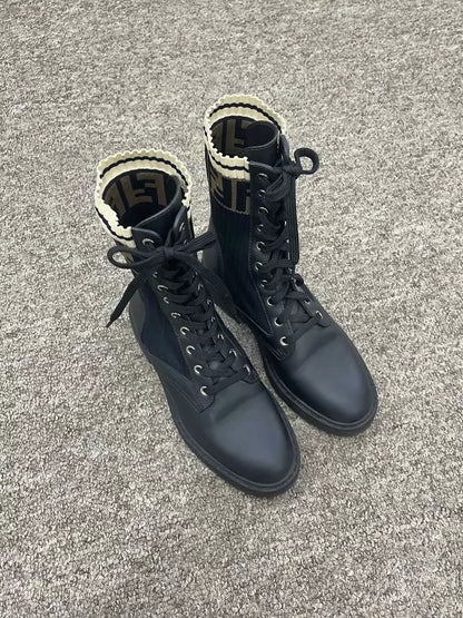 Fendi classic monogram knit ankle boots
