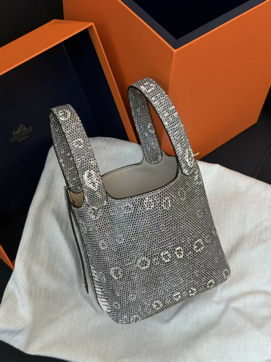 Hermès Micro Picotin Lock 14 Ombre Lizard with Gold Hardware