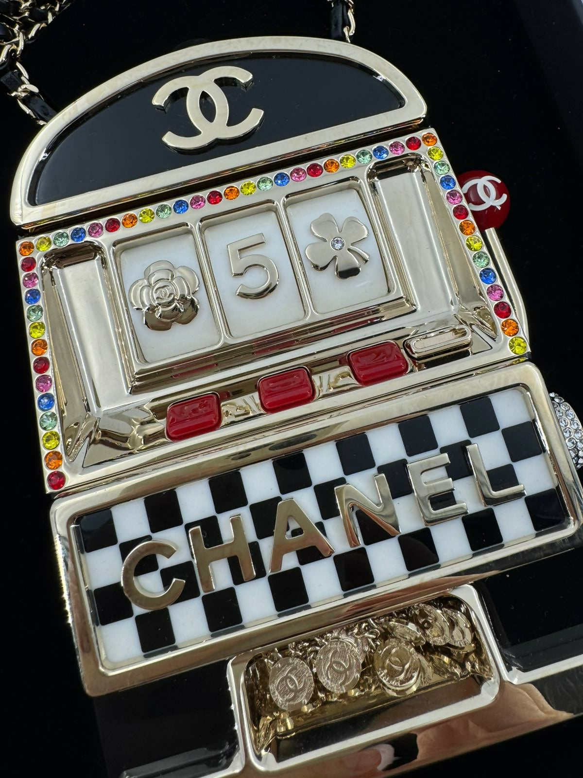 Chanel 2023 Plexiglass Resin and Rhinestone Multicoloured Slot Machine Minaudière Bag