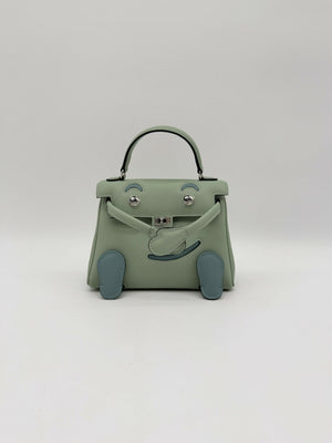 Hermès Kelly Doll Vert D’Eau / Ciel Swift Palladium hardware