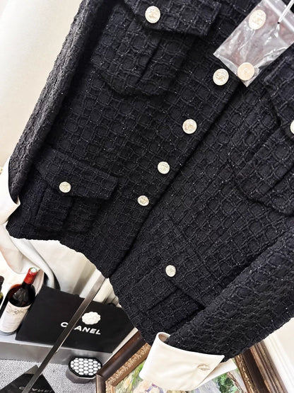 Chanel 21S black tweed jacket