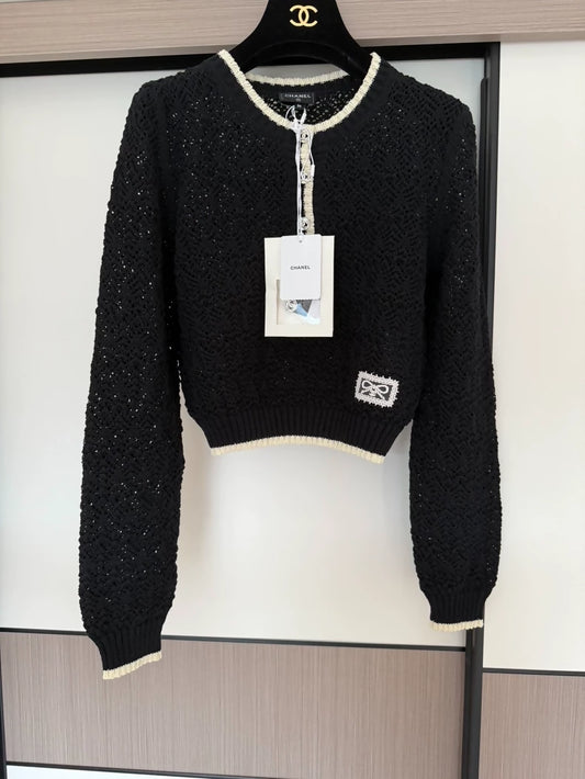 Chanel 24p black knit top