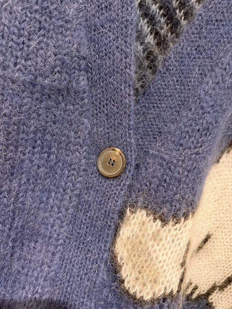 Loewe Blue Glacier Polar Bear Long Mohair Knit Cardigan
