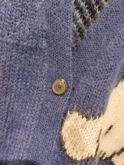 Loewe Blue Glacier Polar Bear Long Mohair Knit Cardigan