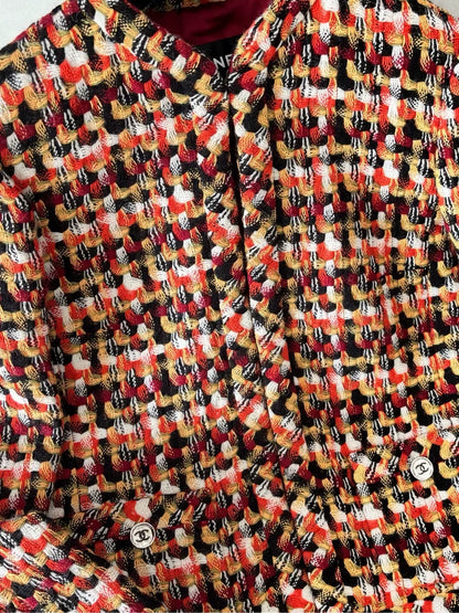 Chanel 23A orange red tweed jacket