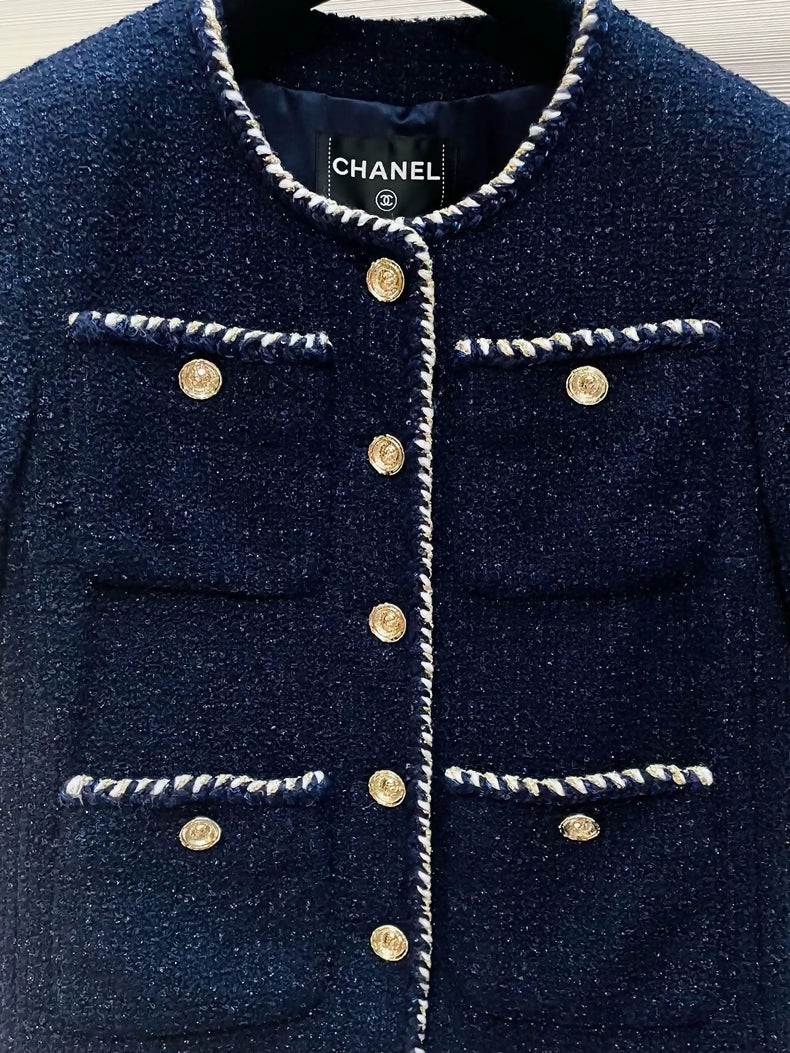 Chanel 25A blue tweed jacket