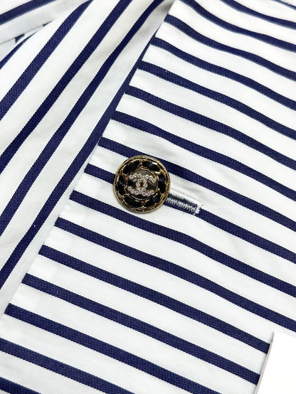 Chanel 22S blue and white striped shirt