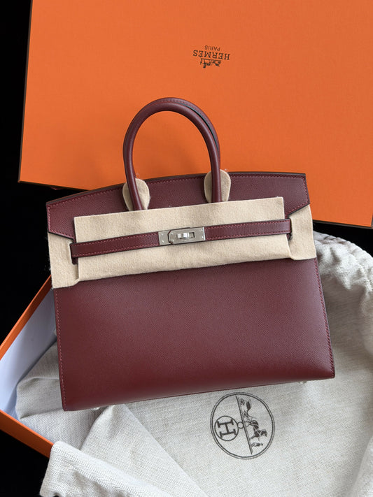 Hermès Birkin 25 Sellier Rouge H Mad Leather with Palladium Hardware