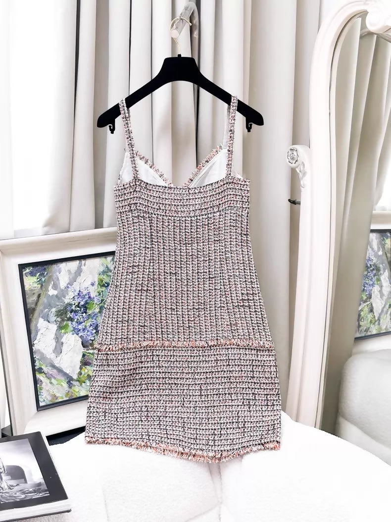 Chanel mixed-color tweed dress