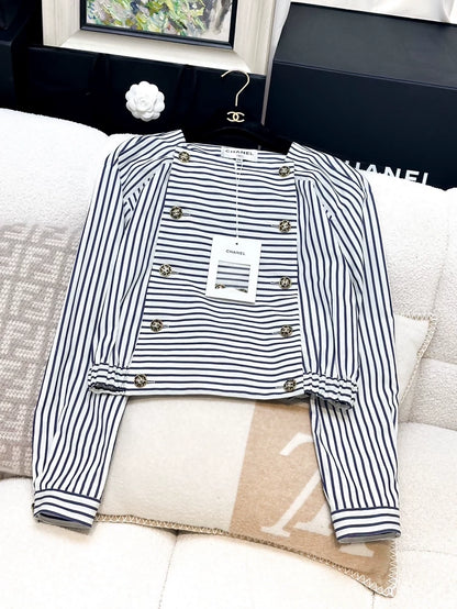 Chanel 22S blue and white striped shirt