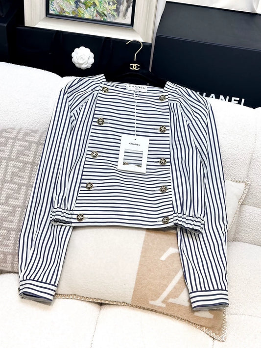 Chanel 22S blue and white striped shirt