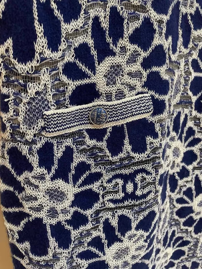 Chanel 21SS blue Knit Floral Dress
