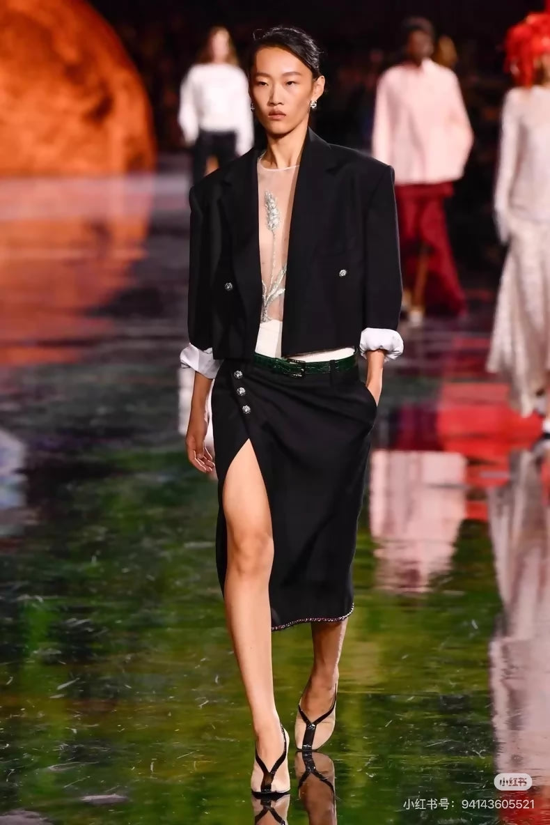 Chanel 26S black silk blazer