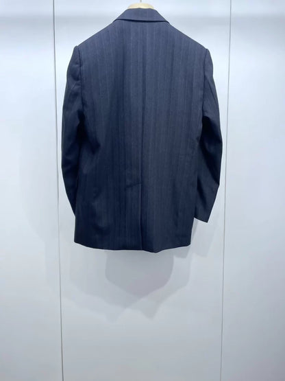 Miu Miu striped logo patch suit jacket