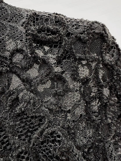 Chanel 25B black lace hooded jacket, F38,