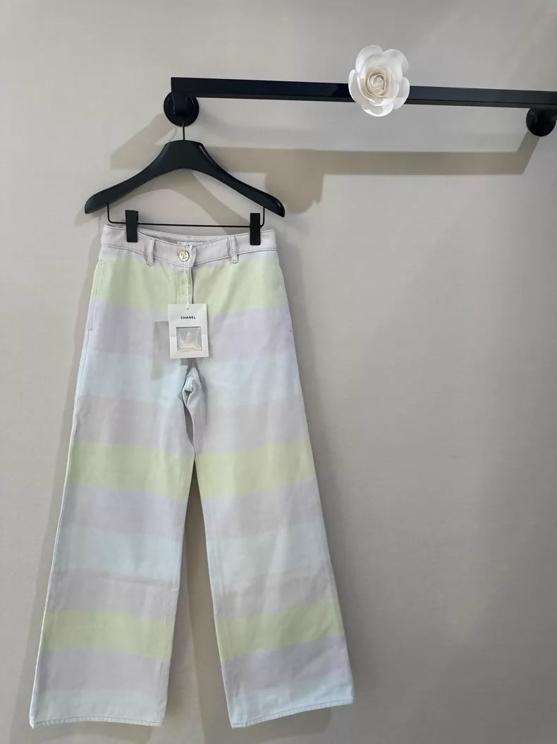 Chanel 24M Pink and Yellow Color Block Jeans