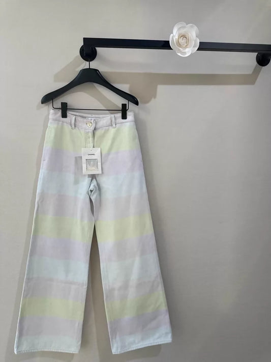 Chanel 24M Pink and Yellow Color Block Jeans