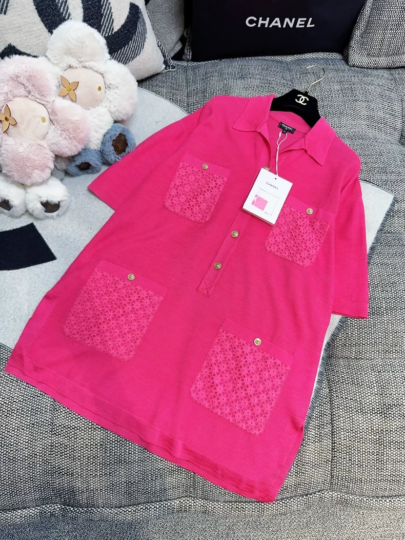 Chanel 21P fuchsia knit dress