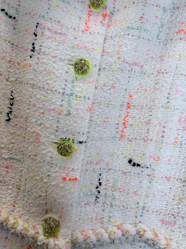 Chanel 24C runway colourful sequined tweed dress