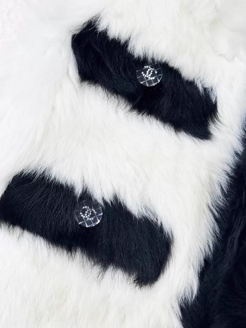 Chanel Fall/Winter 2021 black and white fur vest jacket
