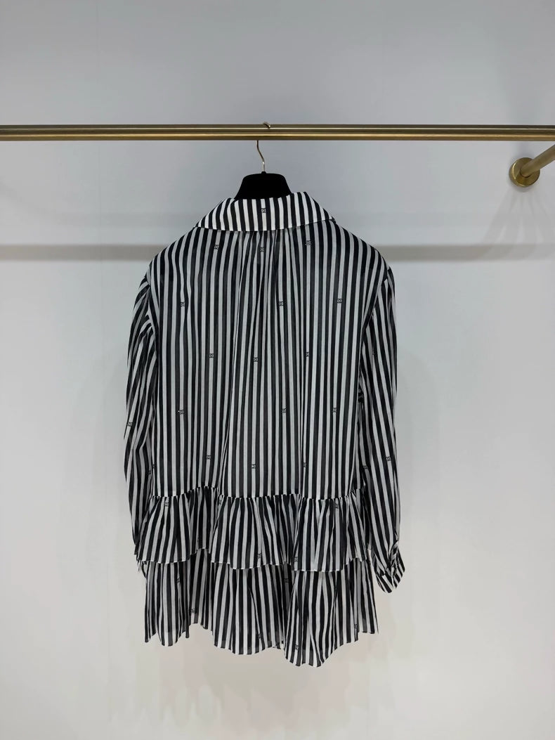 Chanel 24M black & white striped tiered dress