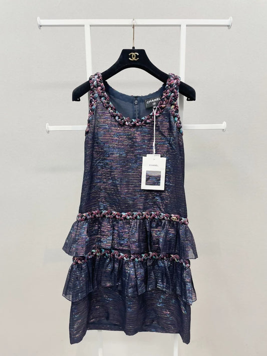 Chanel 21C  blue-violet tweed dress