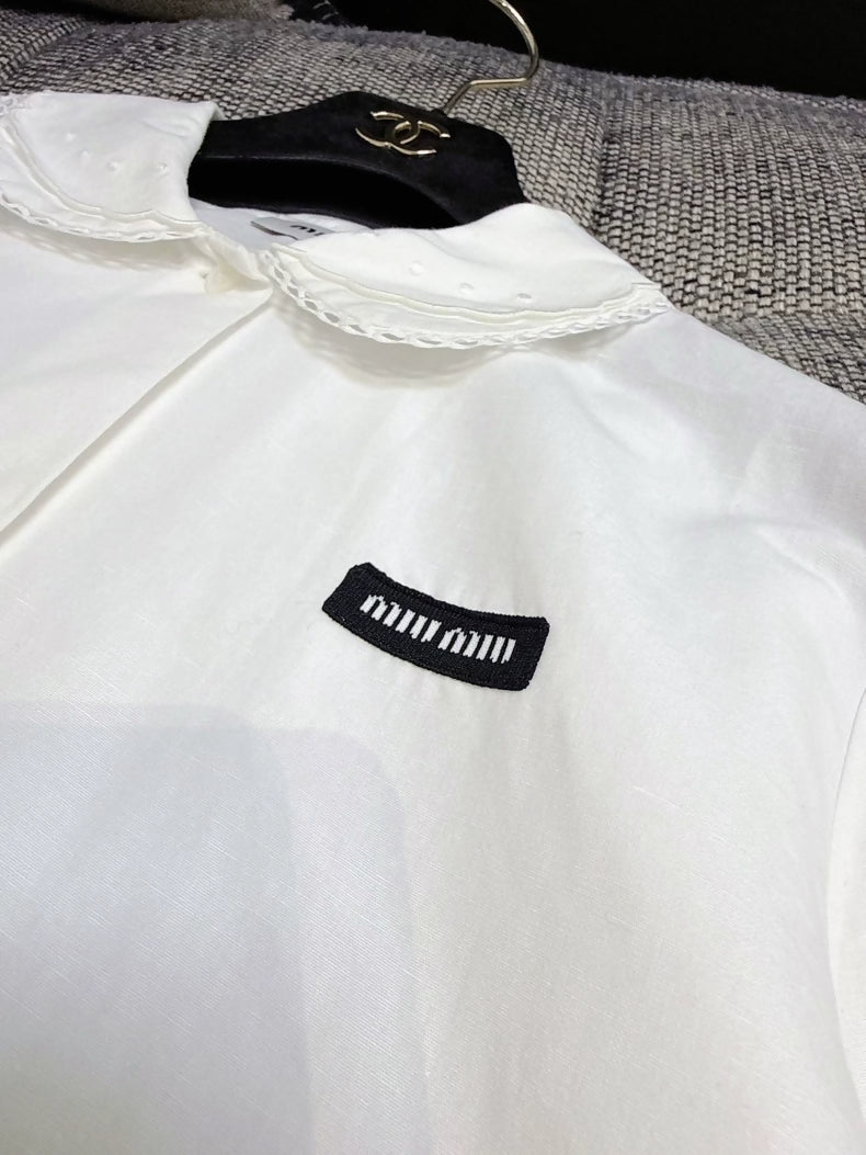 Miu Miu 25ss white short-sleeved shirt