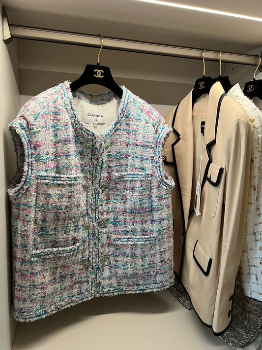 Chanel 19 multicolour tweed vest