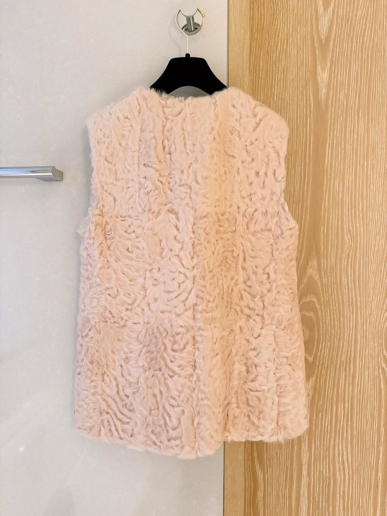 Valentino Pink Lily of the Valley Sequin Embroidered Lambswool Vest