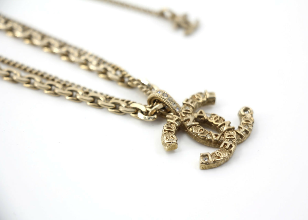 Chanel A21V Rhinestone and Metal Double-Layer Embossed Choker Necklace