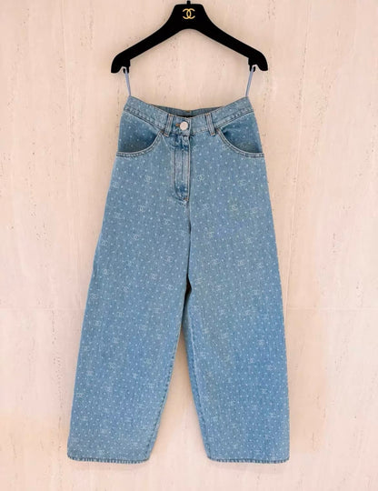 Chanel 23 trendy polka dots boyfriend denim size 34FR